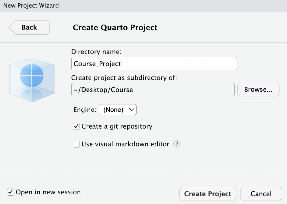 Quarto project setup
